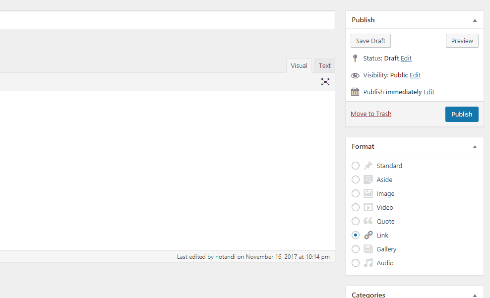 Ýmsar gerðir færslna í WordPress